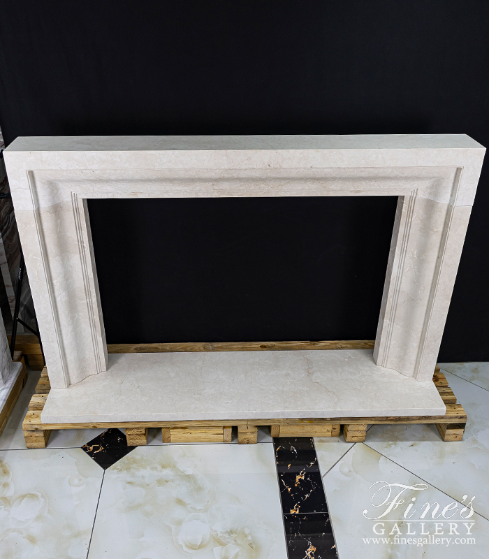 Marble Fireplaces  - Classic Contemporary Fireplace Mantel In Italian Botticino Marble - MFP-2649